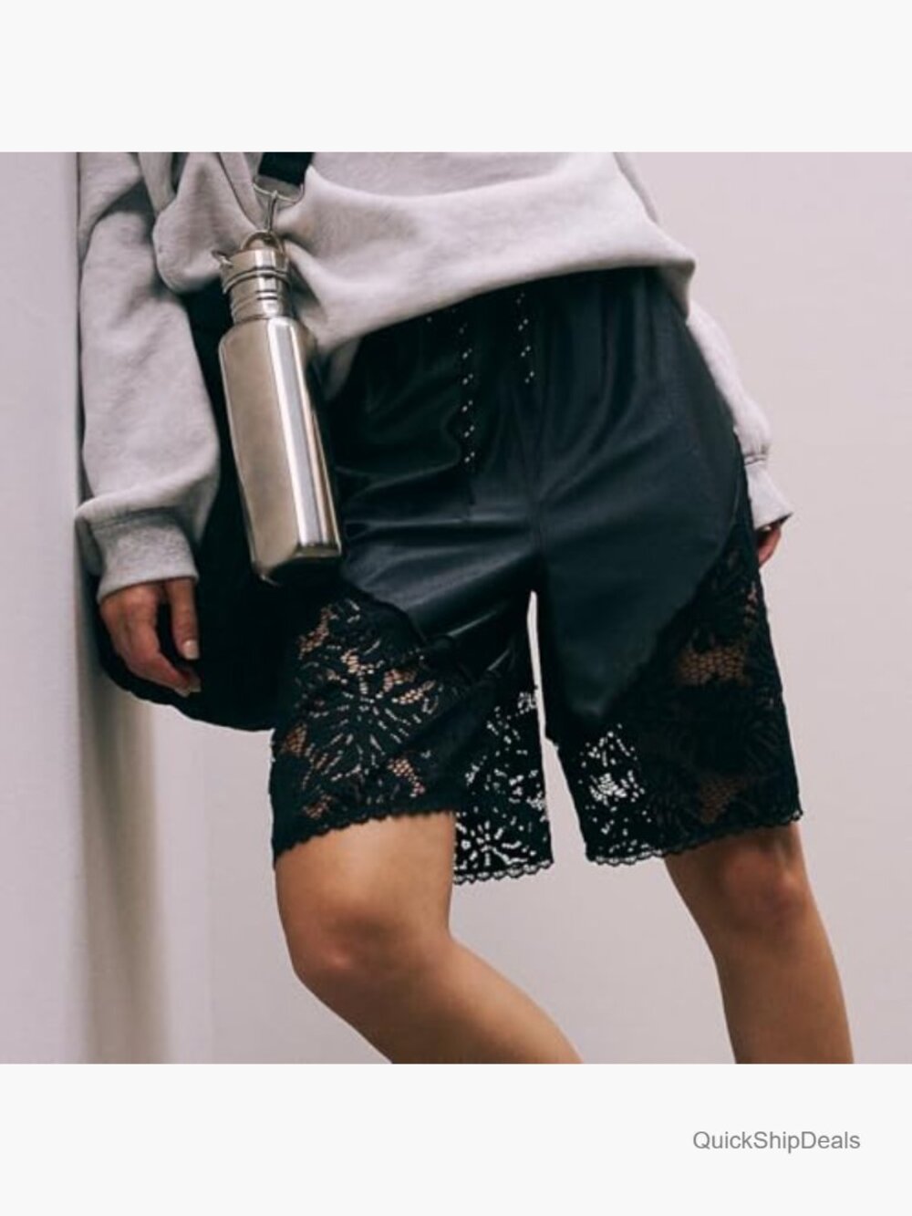 Lace Satin High Waisted Bermuda Shorts Cute Basketball Shorts Y2k - Picture 5 of 5